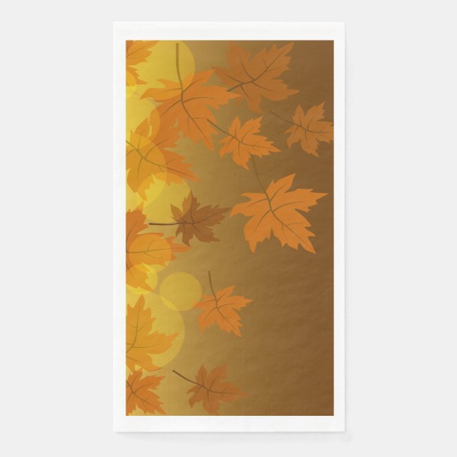 Autumn pattern with falling maple leaves and bokeh napkin (Front)