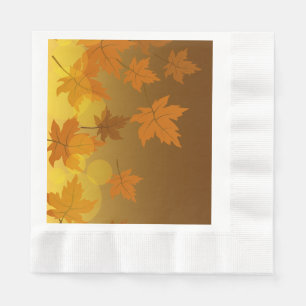 Autumn pattern with falling maple leaves and bokeh napkin