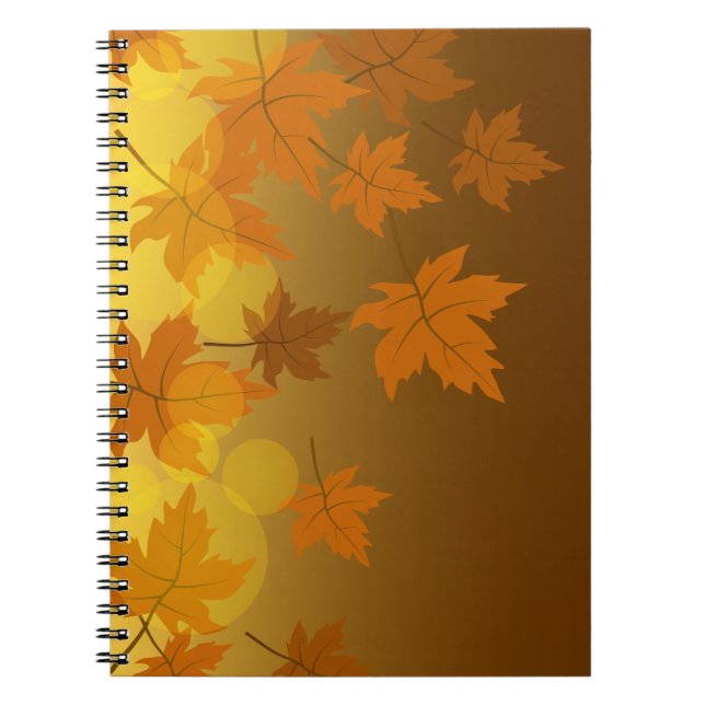 Autumn pattern with falling maple leaves and bokeh notebook (Front)