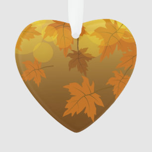 Autumn pattern with falling maple leaves and bokeh ornament