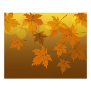 Autumn pattern with falling maple leaves and bokeh photo print