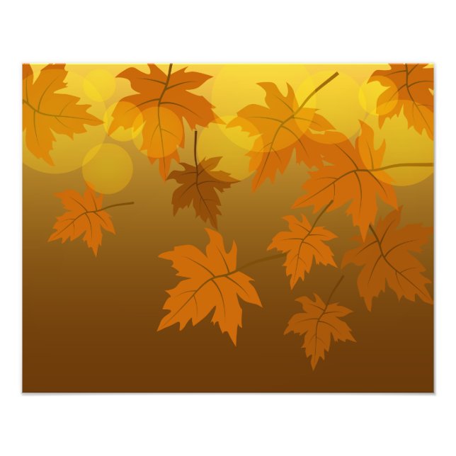 Autumn pattern with falling maple leaves and bokeh photo print (Front)