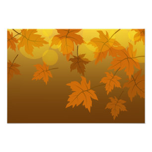 Autumn pattern with falling maple leaves and bokeh photo print