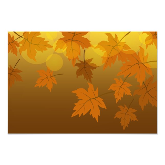Autumn pattern with falling maple leaves and bokeh photo print (Front)