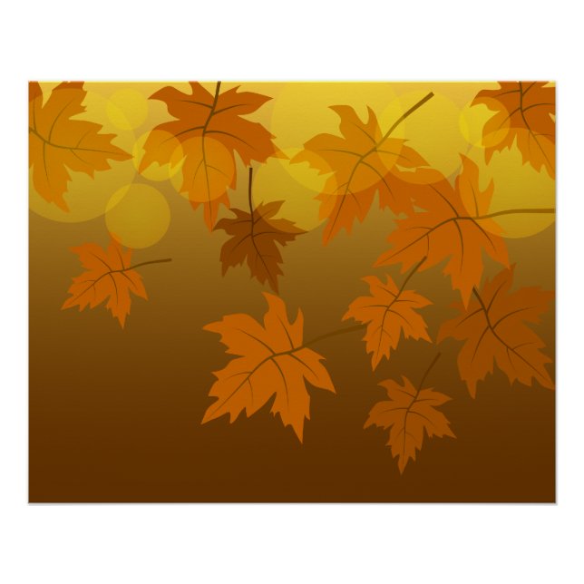 Autumn pattern with falling maple leaves and bokeh poster (Front)