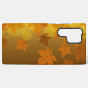 Autumn pattern with falling maple leaves and bokeh samsung galaxy case
