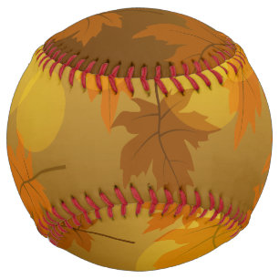 Autumn pattern with falling maple leaves and bokeh softball