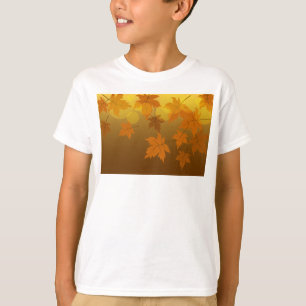 Autumn pattern with falling maple leaves and bokeh T-Shirt
