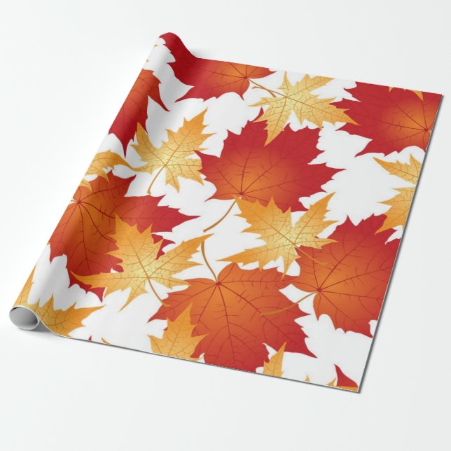 Autumn pattern wrapping paper (Unrolled)