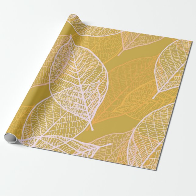 Autumn pattern wrapping paper (Unrolled)