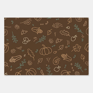 Autumn pattern wrapping paper sheet
