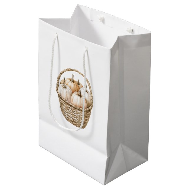 Autumn Peach Mint Pumpkins  Medium Gift Bag (Front Angled)