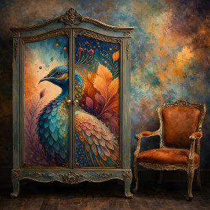 Autumn Peacock Jewel Tone Bird Decoupage Tissue Paper