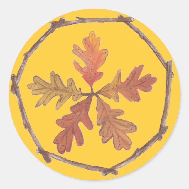Autumn Pentagram Classic Round Sticker (Front)