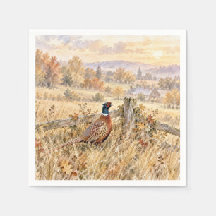 Autumn Pheasant in Country Field Napkin