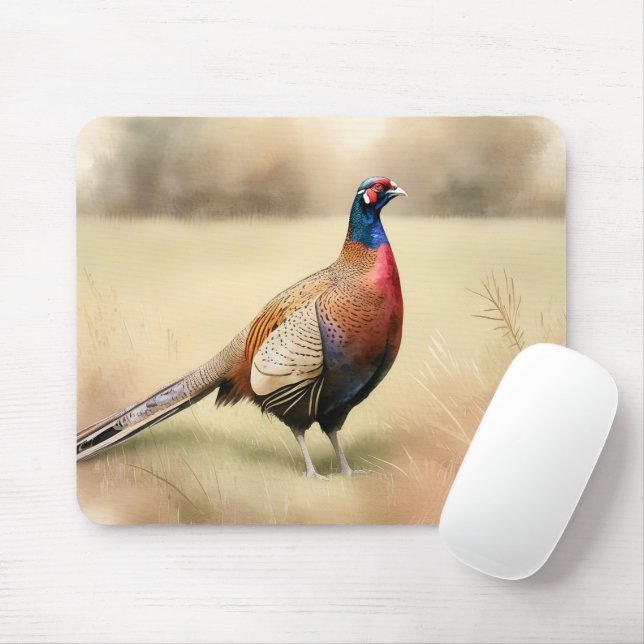 Autumn Pheasant In Gold Field Mouse Pad (With Mouse)