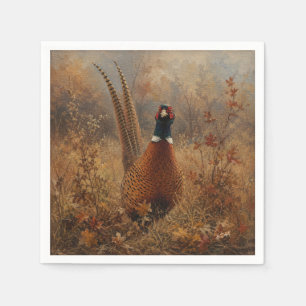 Autumn Pheasant Oil Painting  Napkin