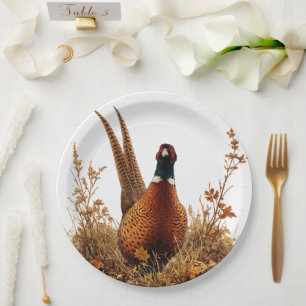 Autumn Pheasant Oil Painting  Paper Plate