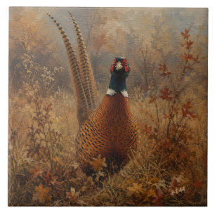 Autumn Pheasant Oil Painting Tile