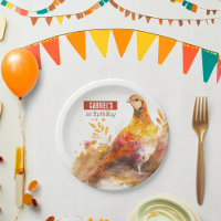 Autumn Pheasant Personalized Birthday Paper Plate
