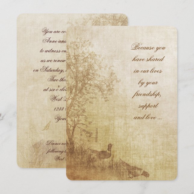 Autumn Pheasant Vow Renewal Invitation (Front/Back)