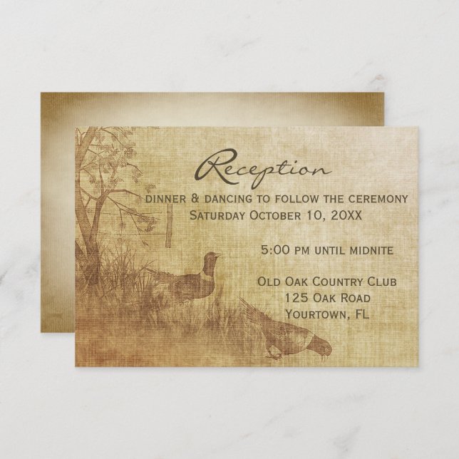 Autumn Pheasant Wedding Reception RSVP Card (Front/Back)