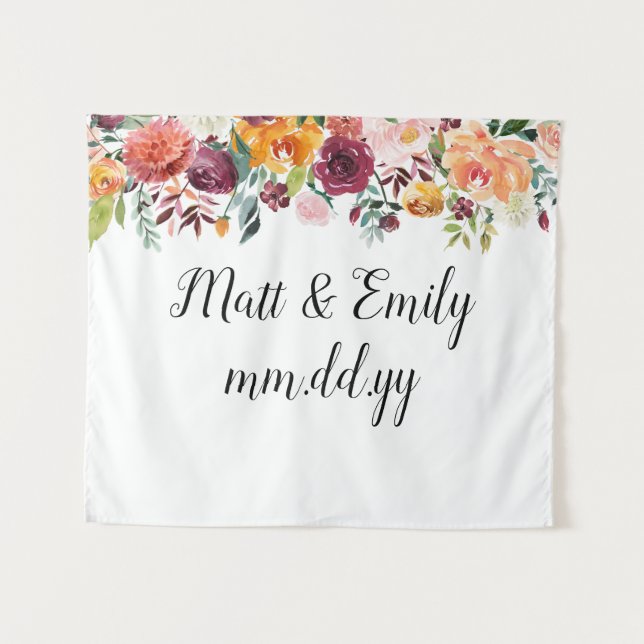 Autumn Photo Booth Prop Boho Fall Wedding Backdrop Tapestry (Front (Horizontal))