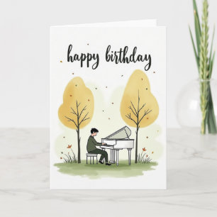 Autumn Piano Birthday Card