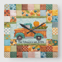 Autumn Pickup Truck Wall Clock