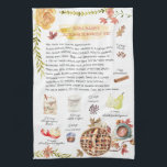 Autumn Pie | Watercolor Recipe Heirloom Kitchen Towel<br><div class="desc">For a unique gift, make a batch of goodness right from one of grandma's treasured recipes, and gift along with a heirloom tea towel printed with the same recipe. Turn handwritten recipes from your mother or grandmother or aunts into gorgeous and sentimental tea towels for daily use. Any recipe can...</div>