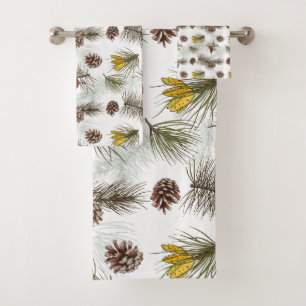 Autumn Pine Cones Bath Towel Set
