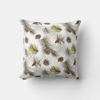 Autumn Pine Cones Throw Pillow