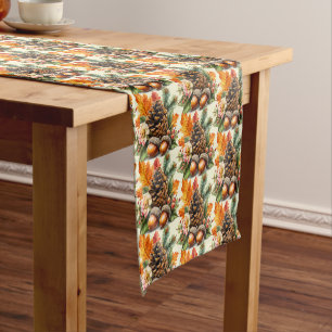 Autumn Pine Floral Short Table Runner