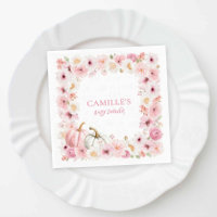 Autumn Pink Pumpkin Floral Baby Shower