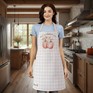 Autumn Pink Pumpkin Gingham Baking  Apron