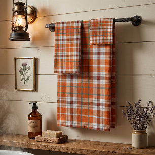 Autumn plaid bath towel set