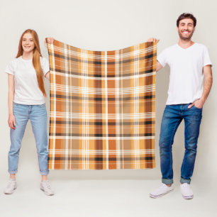 Autumn Plaid Cozy Fall Pattern Design Fleece Blanket