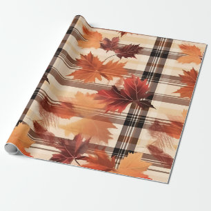 Autumn Plaid Cozy Fall Pattern Design Wrapping Paper