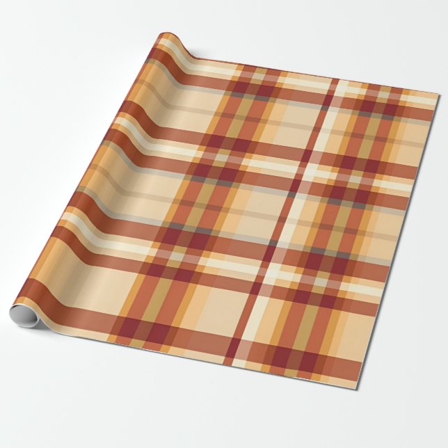 Autumn Plaid Cozy Fall Pattern Design Wrapping Paper (Unrolled)