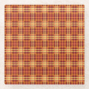 Autumn Plaid Fabric Texture Pattern-52627 Glass Coaster