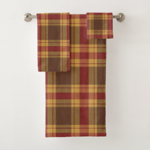 Autumn Plaid Faux Fabric Bath Towel Set