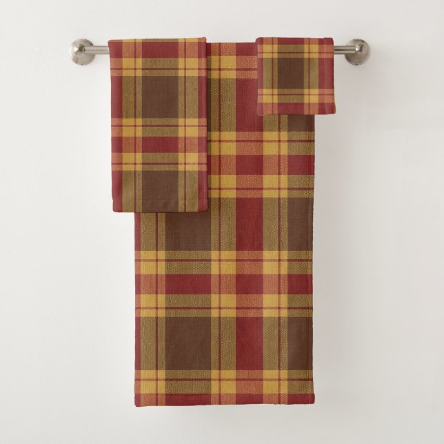 Autumn Plaid Faux Fabric Bath Towel Set (Insitu)