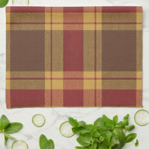 Autumn Plaid Faux Fabric Kitchen Towel