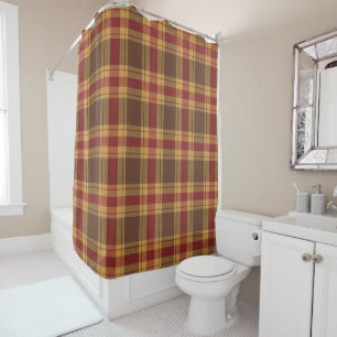 Autumn Plaid Faux Fabric Shower Curtain