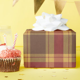 Autumn Plaid Faux Fabric Wrapping Paper Roll
