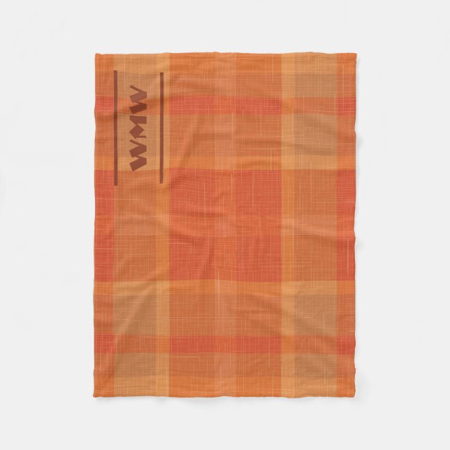 Autumn Plaid Fleece Blanket with Monogram (Front)