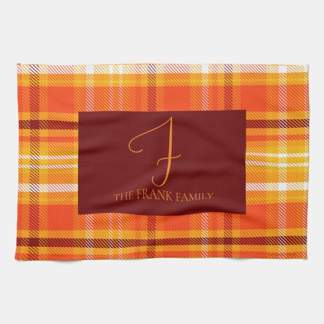 Autumn Plaid Home Decor Fall Season Kitchen Towel (Horizontal)