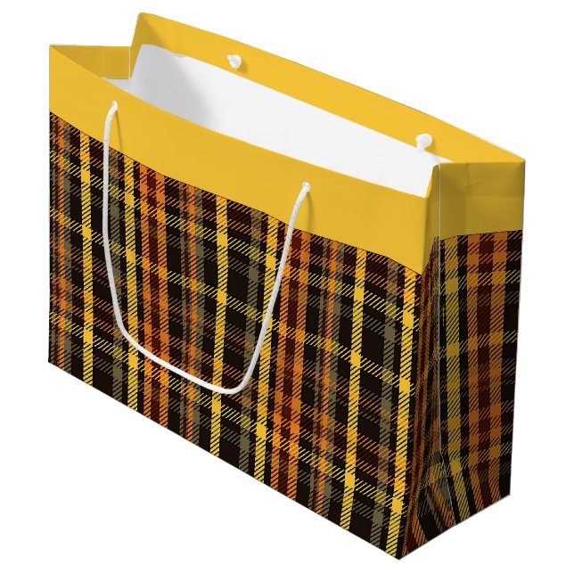 Autumn plaid  large gift bag (Front Angled)