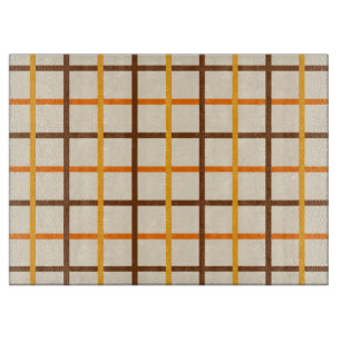 Autumn Plaid Pattern in Orange Green and Brown Cutting Board