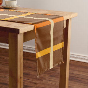 Autumn Plaid Pattern in Orange Green and Brown Short Table Runner